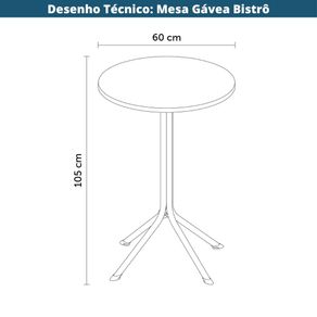 5  Mesa Bistro Redonda Gavea Rivatti 105 cm -Altura- Tampo em Polipropileno Preto e Base em Aco Preto